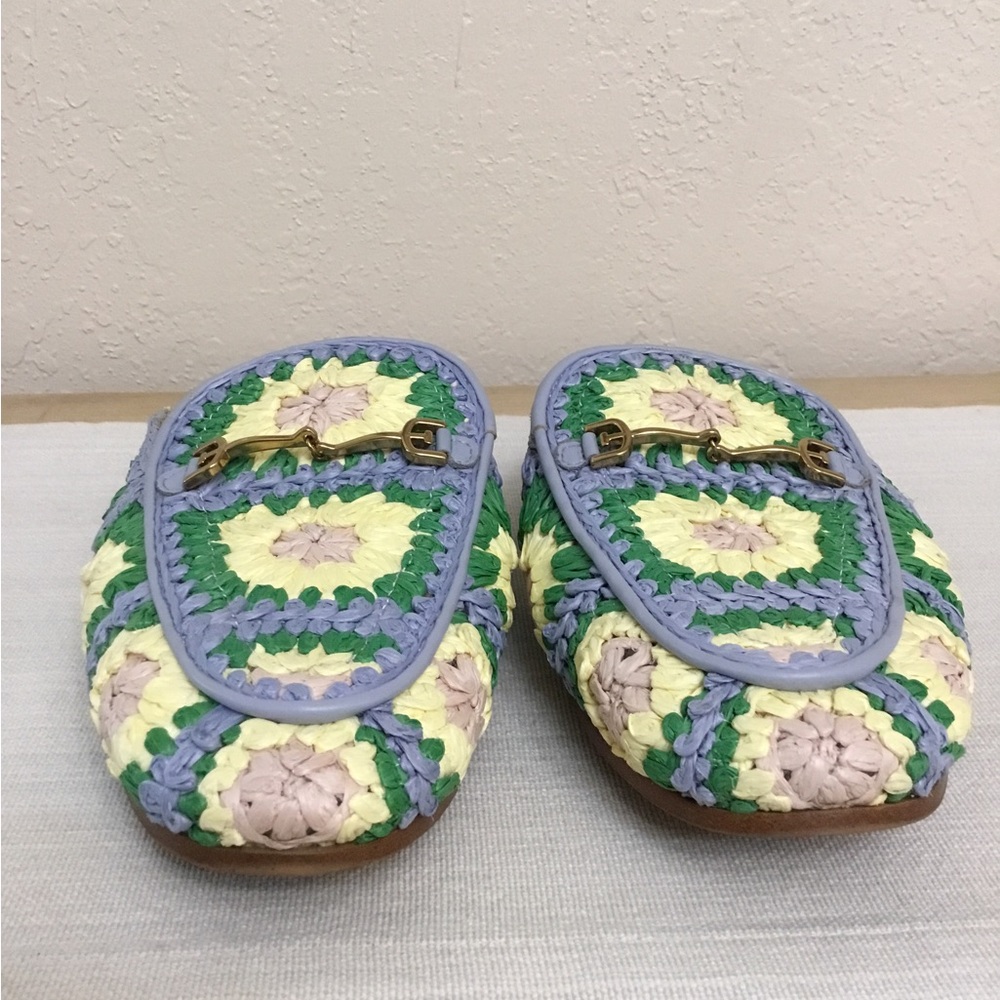 Sam Edelman Linnie Crochet Mule Loafers in Lavender, Pale Green and Cream Sz.9 - Picture 4 of 10